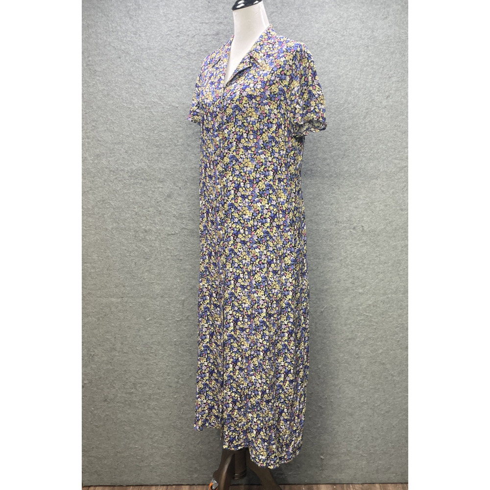 VTG CDC Karen Desiree Floral Maxi Shirt Dress Womens 16 Button Front Cottagecore - Picture 5 of 9